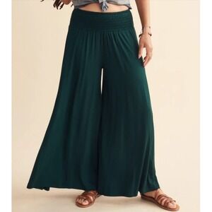 Earthbound Festival June Bug Barcelona Pants Womens S Green Stretch Wide Leg